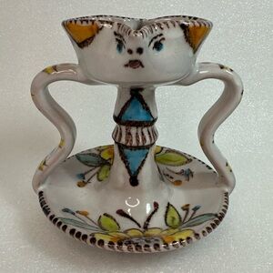 Vincenzo Pinto Vietri Italy Figural Woman Ceramic Candle Holder Face